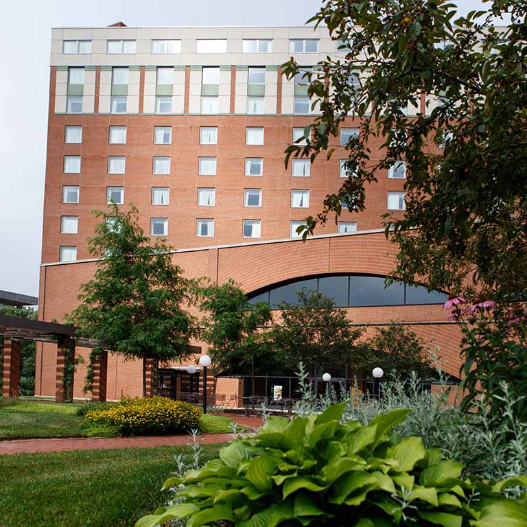 Exterior of University Tower residence hall.